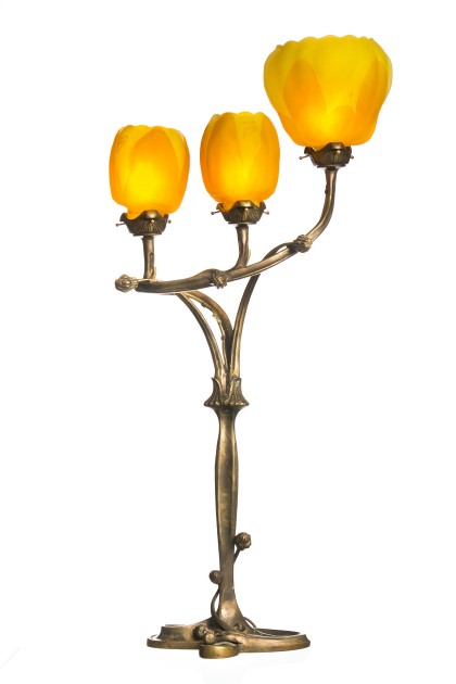 "Trio of Yellow Tulips" Table Lamp -Galle type
