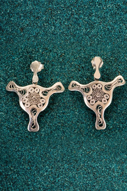 Fourth Diatom - Silver filigree earrings