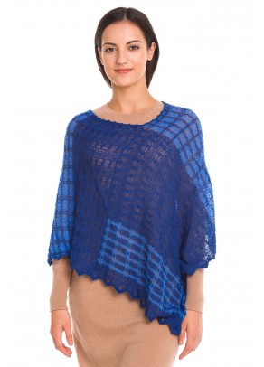 Delicate and sheer blue baby alpaca poncho