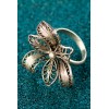 Black Peruvian Orchid - Silver filigree ring