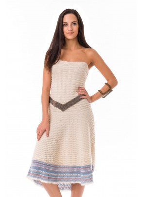 Rochie poncho “Jasmin Azul” din baby alpaca