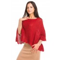 Delicate and sheer red baby alpaca poncho