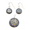 Murrine Set - White Flowers in Black Frame