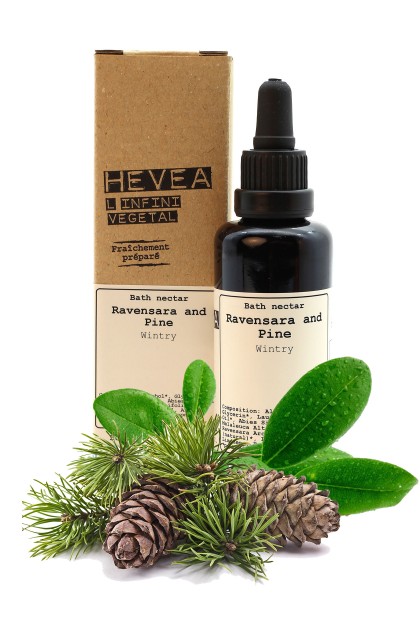 Organic bath nectar with ravensara and pine