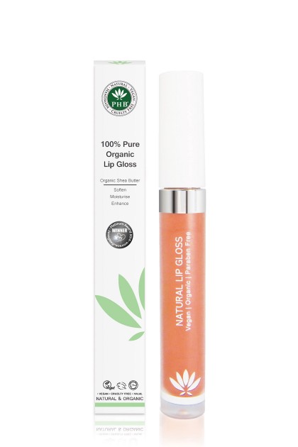 Organic lip gloss with shea butter, jojoba oil, tangerine oil (Peach).)