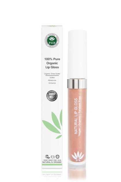 Organic lip gloss with shea butter, jojoba oil, tangerine oil (Blossom).)