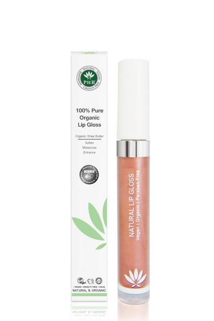 Organic lip gloss with shea butter, jojoba oil, tangerine oil (Tea Rose).