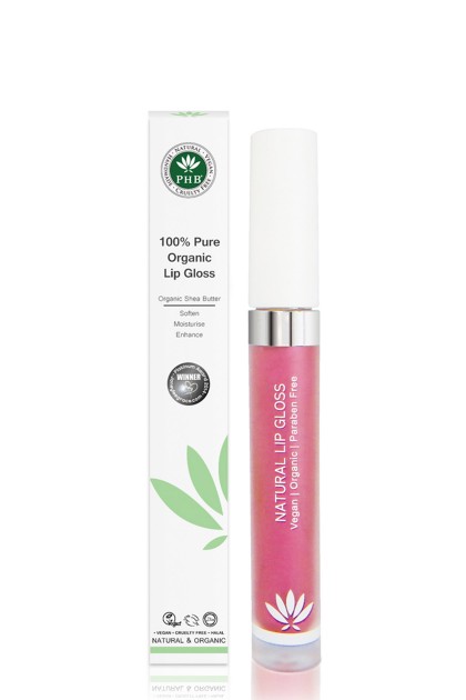 Organic lip gloss with shea butter, jojoba oil, tangerine oil (Raspberry).