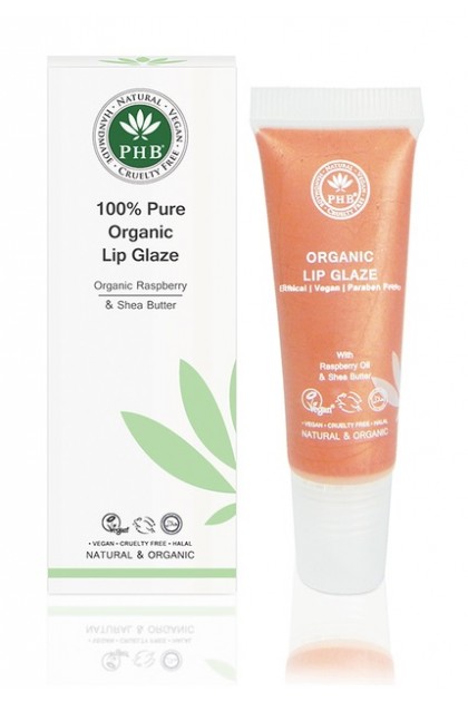 Organic lip glaze with raspberry seed oil, shea butter, SPF 15 (Peach)