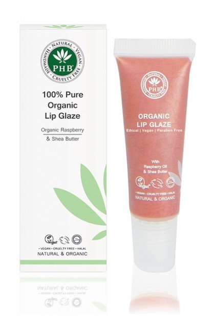 Organic lip glaze with raspberry seed oil, shea butter, SPF 15 (Petal)
