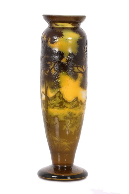 Forest at Dusk Cameo Glass Vase - Galle type