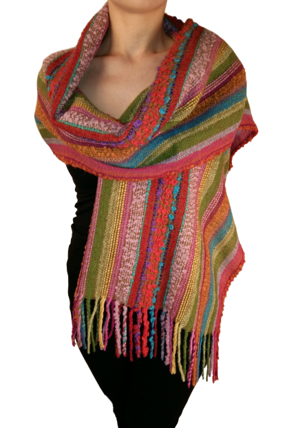 Tropical Siesta Authentic Alpaca Shawl/Scarf - 70x25" Ecuadorian Handmade Wool Blend