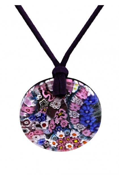 Murrine Picasso Pendant - Flowers on Purple II